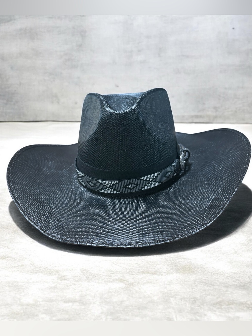 Black Straw Cowboy Hat with Decorative Band Charlie 2horse